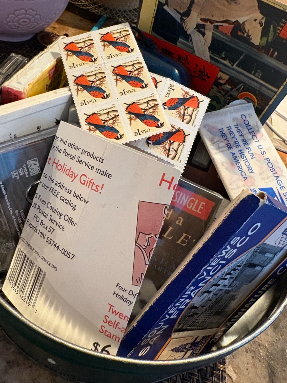 Vintage US Postal Service Holiday Stamps - Red & Blue Bird Design